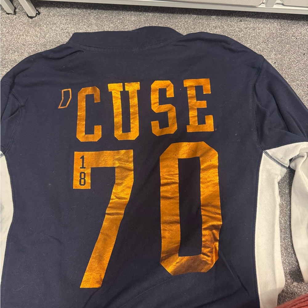 Men's Navy and Orange Shirt